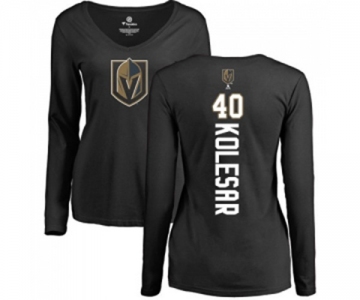 NHL Women Adidas Vegas Golden Knights #40 Ryan Carpenter Black Backer Slim Fit Long Sleeve T-Shirt