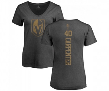 NHL Women Adidas Vegas Golden Knights #40 Ryan Carpenter Charcoal One Color Backer T-Shirt