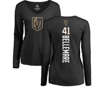 NHL Women Adidas Vegas Golden Knights #41 Pierre-Edouard Bellemare Black Backer Slim Fit Long Sleeve T-Shirt