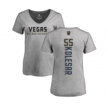 NHL Women Adidas Vegas Golden Knights #55 Keegan Kolesar Gray Backer Slim Fit V-Neck T-Shirt