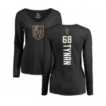 NHL Women Adidas Vegas Golden Knights #68 T.J. Tynan Black Backer Slim Fit Long Sleeve T-Shirt