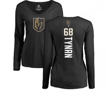 NHL Women Adidas Vegas Golden Knights #68 T.J. Tynan Black Backer Slim Fit Long Sleeve T-Shirt