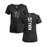 NHL Women Adidas Vegas Golden Knights #68 T.J. Tynan Black Backer Slim Fit V-Neck T-Shirt