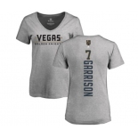 NHL Women Adidas Vegas Golden Knights #7 Jason Garrison Gray Backer Slim Fit V-Neck T-Shirt