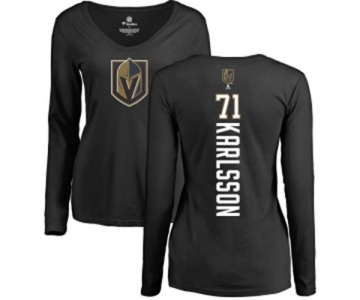 NHL Women Adidas Vegas Golden Knights #71 William Karlsson Black Backer Slim Fit Long Sleeve T-Shirt