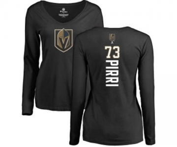 NHL Women Adidas Vegas Golden Knights #73 Brandon Pirri Black Backer Slim Fit Long Sleeve T-Shirt