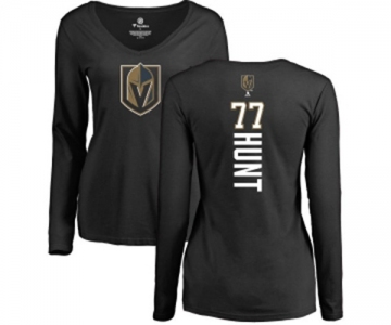 NHL Women Adidas Vegas Golden Knights #77 Brad Hunt Black Backer Slim Fit Long Sleeve T-Shirt