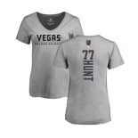 NHL Women Adidas Vegas Golden Knights #77 Brad Hunt Gray Backer Slim Fit V-Neck T-Shirt