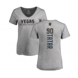 NHL Women Adidas Vegas Golden Knights #90 Tomas Tatar Gray Backer Slim Fit V-Neck T-Shir