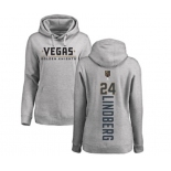 NHL Women Adidas Vegas Golden Knights #24 Oscar Lindberg Gray Backer Pullover Hoodie