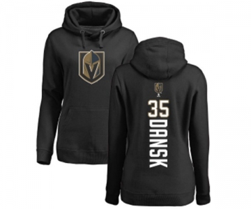 NHL Women Adidas Vegas Golden Knights #35 Oscar Dansk Black Backer Pullover Hoodie