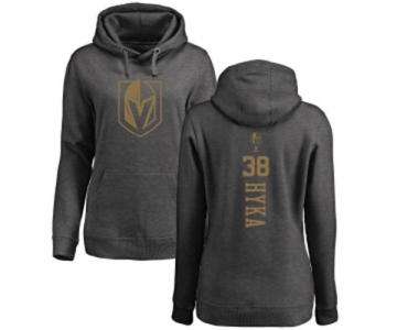 NHL Women Adidas Vegas Golden Knights #38 Tomas Hyka Charcoal One Color Backer Pullover Hoodie