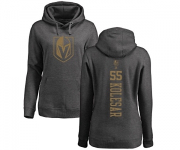 NHL Women Adidas Vegas Golden Knights #55 Keegan Kolesar Charcoal One Color Backer Pullover Hoodie