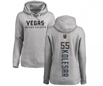 NHL Women Adidas Vegas Golden Knights #55 Keegan Kolesar Gray Backer Pullover Hoodie