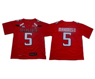 Texas Tech Red Raiders 5 Patrick Mahomes Red With C Patch College Football Jersey