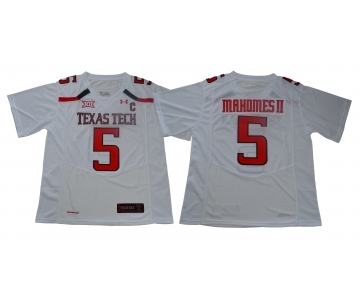 Texas Tech Red Raiders 5 Patrick Mahomes White With C Patch College Football Jersey