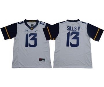 Mountaineers #13 David Sills V White Limited Stitched NCAA Jersey