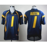 NCAA NEW West Virginia Mountaineers Tavon Austin #1 blue WVU jersey