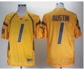 NCAA NEW West Virginia Mountaineers Tavon Austin #1 gold WVU jersey