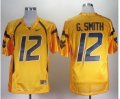 NCAA West Virginia Mountaineers Geno Smith 12 Gold College Football Jerseys