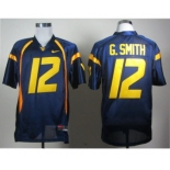 NCAA West Virginia Mountaineers Geno Smith 12 blue College Football Jerseys