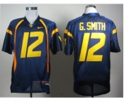 NCAA West Virginia Mountaineers Geno Smith 12 blue College Football Jerseys