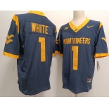 West Virginia Mountaineers #1 White Navy  F.U.S.E Stitched Football Jersey