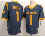 West Virginia Mountaineers #1 White Navy  F.U.S.E Stitched Football Jersey