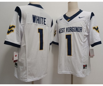 West Virginia Mountaineers #1 White White F.U.S.E Stitched Football Jersey