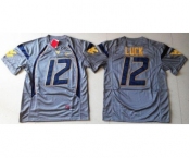 West Virginia Mountaineers #12 Oliver Luck Navy Blue Stitched NCAA Jersey