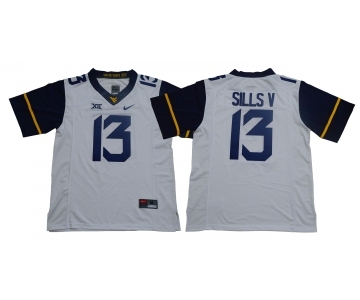 West Virginia Mountaineers 13 David Sills V White Nike College Football Jersey