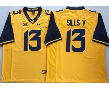 West Virginia Mountaineers 13 David Sills V Yellow College Football Jersey