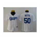 Women Los Angeles Dodgers #50 Mookie Betts White 2020 Cool Base Jersey