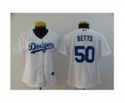 Women Los Angeles Dodgers #50 Mookie Betts White 2020 Cool Base Jersey