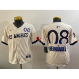Women's Los Angeles Dodgers #08 Enrique Hernandez Cream 2024 City Connect Limited Stitched Jersey