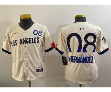 Women's Los Angeles Dodgers #08 Enrique Hernandez Cream 2024 City Connect Limited Stitched Jersey