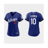 Women's Los Angeles Dodgers #10 Justin Turner 2021 Royal City Connect Cool Base Stitched Baseball Jersey