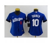 Women's Los Angeles Dodgers #10 Justin Turner Blue City Player Jersey