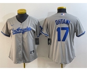 Women's Los Angeles Dodgers #17 Shohei Ohtani Gray Stitched Jersey(Run Small)