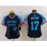 Women's Los Angeles Dodgers #17 Shohei Ohtani Number Navy 2024 All Star Limited Stitched Jersey