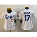 Women's Los Angeles Dodgers #17 Shohei Ohtani Number White Stitched Cool Base Nike Jersey