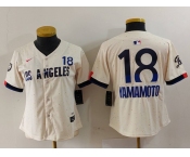 Women's Los Angeles Dodgers #18 Yoshinobu Yamamoto Cream 2024 City Connect Limited Jersey