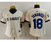 Women's Los Angeles Dodgers #18 Yoshinobu Yamamoto Cream 2024 City Connect Limited Stitched Jersey