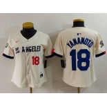 Women's Los Angeles Dodgers #18 Yoshinobu Yamamoto Number Cream 2024 City Connect Limited Stitched Jersey