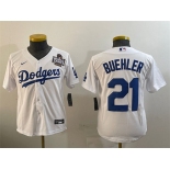 Women's Los Angeles Dodgers #21 Walker Buehler White 2024 World Series Cool Base Stitched Baseball Jersey