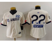 Women's Los Angeles Dodgers #22 Clayton Kershaw Cream 2024 City Connect Limited Jersey