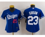 Women's Los Angeles Dodgers #23 Kirk Gibson Number Blue Cool Base Stitched Jersey