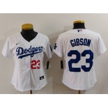 Women's Los Angeles Dodgers #23 Kirk Gibson Number White Cool Base Stitched Jersey