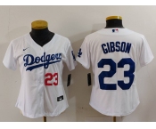 Women's Los Angeles Dodgers #23 Kirk Gibson Number White Cool Base Stitched Jersey