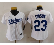 Women's Los Angeles Dodgers #23 Kirk Gibson White Cool Base Stitched Jersey